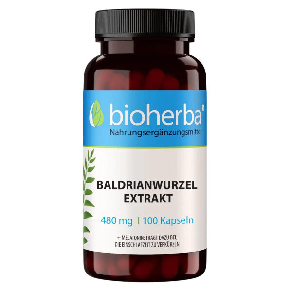 Baldrianwurzel Extrakt 480 mg – 100 Kapseln mit Melatonin für die Abendroutine